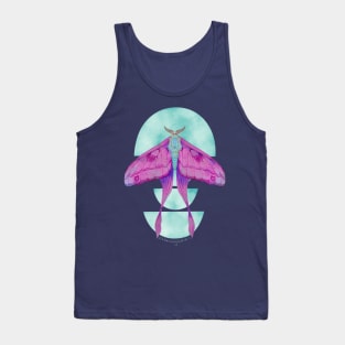 Neon Luna Moth on Half Moons Watercolor Art Tank Top